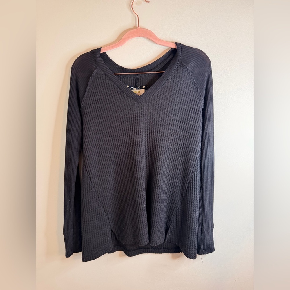 Anthropologie Charcoal V-Neck Sweater